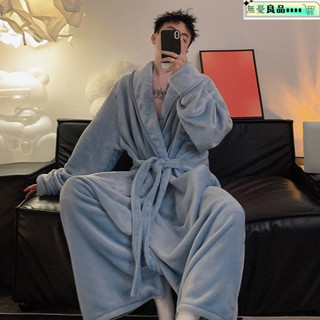 浴袍 家居服 睡袍 睡衣 睡袍睡衣 男 春秋 加絨 舒適家居 珊瑚絨睡袍男秋冬季睡袍長款冬款大碼加絨加厚法蘭絨厚款睡衣