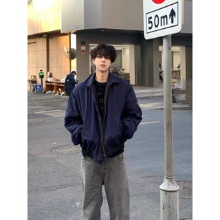 臺灣出貨【店鋪熱銷】cleanfit美式複古藏青色潮牌飛行員街頭加厚棉衣夾剋棒球短款外套外套 秋冬外套 防風外套 夾剋服
