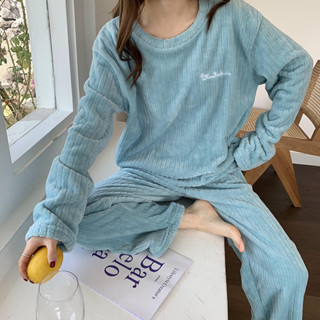 Lovelg baby🌷【現貨】睡衣套裝女 秋冬睡衣 保暖家居服 珊瑚絨套裝 加厚睡衣 暖暖套裝 睡衣睡褲