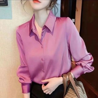 職業襯衫女長袖春秋新款百搭大碼寬鬆時尚小眾氣質洋氣顯瘦打底衫長袖襯衫 女生襯衫 POLO領襯衫 職業襯衫 韓版上衣