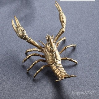 【臺灣出貨】純銅金錢螃蟹橫財將軍小龍蝦章魚擺件家居辦公室招財風水古玩擺件