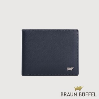 【BRAUN BUFFEL 德國小金牛】臺灣總代理 HOMME-M 5卡透明窗皮夾-深藍色/BF306-316-MAR