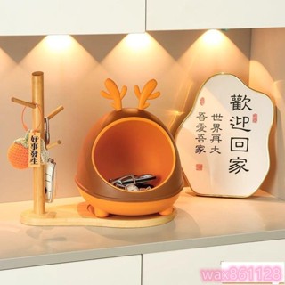 小鹿玄關鑰匙收納盒 擺件 入戶門口鞋櫃客廳家居裝飾品喬遷新居禮物 玄關鑰匙收納盒