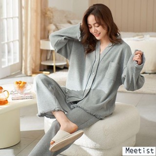 【Mi】100%純棉睡衣女春秋季全棉長袖新款公主風ins家居服套裝可外穿冬毛絨加絨加厚睡衣 保暖居家服 秋冬季睡袍睡