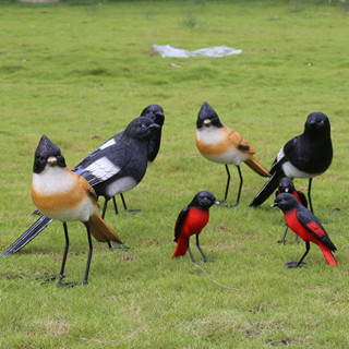 🔥 臺灣 熱賣 擺設品 模型 動物模型 擺飾 裝飾品 擺件 假鳥 模擬鳥 小鳥裝飾擺件 模擬喜鵲雕塑 庭院裝飾 花園擺件