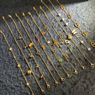 Shuai_手工坊 【鈦鋼不掉色】璀璨閃耀鋯石手鍊細款星光ins珍珠蝴蝶手串飾品腳鍊