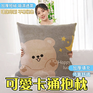 南投出貨🏆 可愛卡通抱枕沙發客廳臥室女生大號正方形靠背靠墊枕套不含芯靠枕