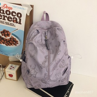 印花小熊書包女 韓國後揹包 大容量後揹包 大學生後揹包輕便簡約戶外旅行雙肩包 尼龍後揹包 防水後揹包 ABIC
