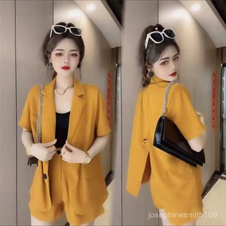 西裝套裝 職業西裝女 7款色 大尺碼西裝外套西褲套裝 單/套裝 簡約時尚套裝女2025夏新款大碼寬鬆顯瘦西裝短褲兩件套女