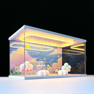 【盒子行動】 場景防塵罩 亞克力回型燈 展示盒 適用DIMOO在你身邊系列 盲盒手辦盒