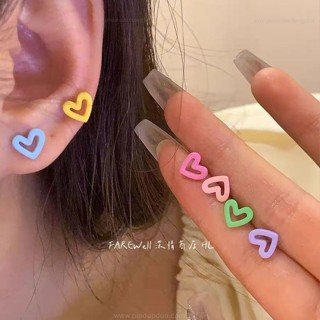 y2k y2k配飾 y2k耳環 6支套裝~多巴胺小眾ins甜美夏天愛心元素彩色耳環耳釘百搭耳環