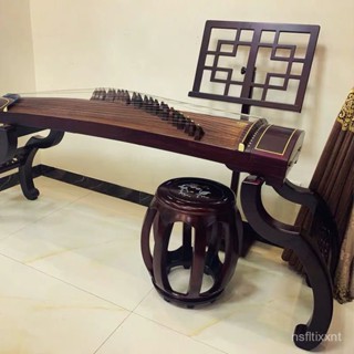 [可開發票]古箏琴架高檔仿古複古實木家用鵰花古典支架簡約古風紫檀古琴 RC6O