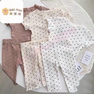 【✨BabySteps】80-140CM 兒童空調服套裝 家居寶寶短袖睡衣 夏季新款 女童可外穿T恤兩件套潮