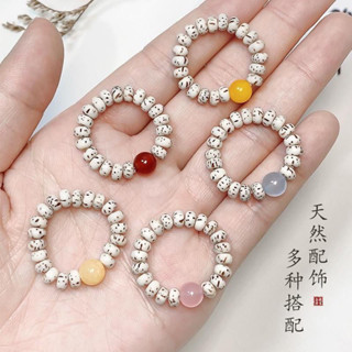 純天然星月菩提迷你珠可愛編織指環 指尖小手撚盤玩女款戒指 文玩佛珠小跑環 手工編織菩提子戒指 繞指柔星月菩提子指戒保平安