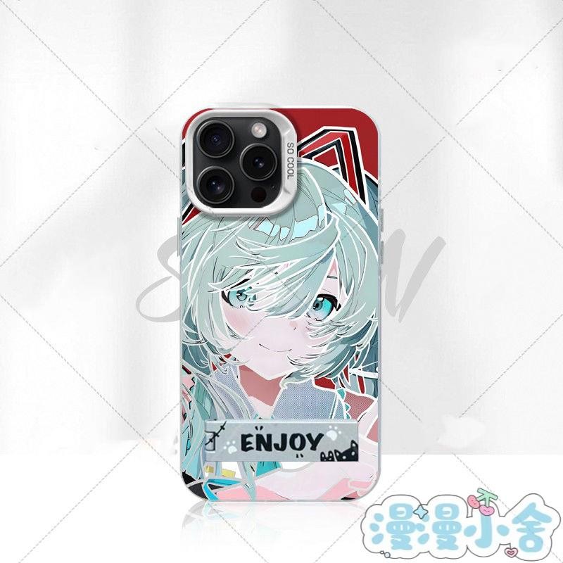 適用蘋果16/15華為vivo小米三星手機殼可愛初音彩銀防摔硬殼