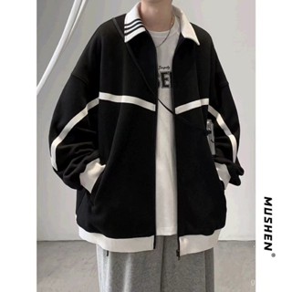 外套男 青少夾剋 棒球外套 男士新款外套 美式棒球服 長袖上衣 寬鬆外套 韓版拚接撞色外套 寬鬆翻領夾剋