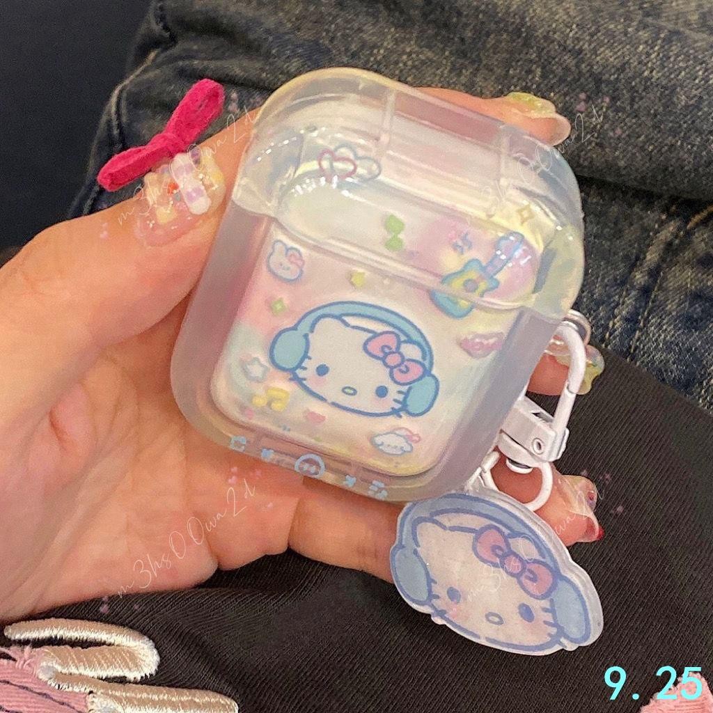少女可愛卡通凱蒂貓適用Airpods1/2無線藍牙耳機套pro新3代透明軟