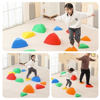 兒童彩虹過河石感統訓練器材教具幼兒園平衡木獨木橋早教玩具家用-宜小欣優選