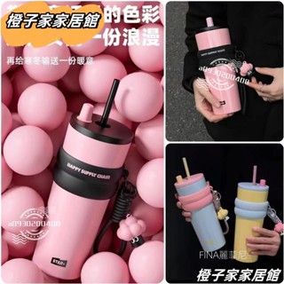 🔥臺灣出貨✨陶瓷冰霸杯 710ml咖啡杯 彈跳吸管保溫杯 陶瓷內膽隨行杯 帶茶倉水壺 不鏽鋼內膽保溫杯GGG
