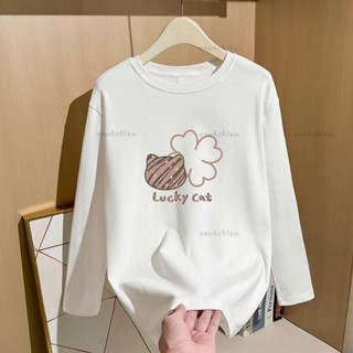 韓版優質長袖✨100%純棉 長袖T恤 大尺碼上衣 寬鬆上衣 韓國女裝 長袖上衣 韓係T恤 秋冬薄款長袖 女生上衣 T恤女