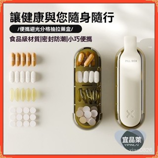🔥臺灣出貨🔥密封防潮便攜式藥盒隨身藥片收納盒七天早中晚一日藥片盒切藥器 分藥器 隨身藥盒 密封藥盒 分裝藥盒 防潮藥盒