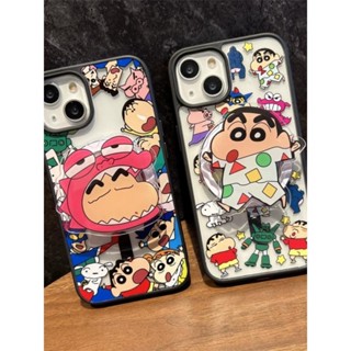 睡衣 蠟筆小新 磁吸 支架 iPhone 16 15 14 13 12 11 Pro 手機殼 防摔 卡通 透明 58T8