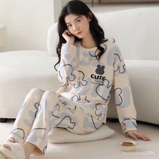 【臺灣出貨】春秋新款長袖睡衣 睡衣女 秋冬睡衣 休閒睡衣 可愛睡衣 保暖睡衣 女生睡衣 睡衣套裝 居家服 家居服兩件套