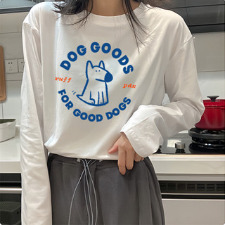 秋季穿搭係列~長袖T恤女 長袖上衣 純棉長T 重磅圓領打底衫 寬鬆顯瘦 女生上衣 打底內搭 WMGM
