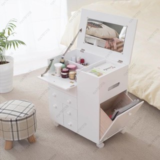 特價新品#梳妝臺 翻蓋移動實木小型化妝桌 化妝收納櫃 收納化妝桌 置物架 美甲桌 梳妝臺 收納化妝臺 梳妝桌
