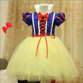 【現發】little rabbit 萬聖節服裝兒童 白雪公主洋裝 女童紗裙 兒童短袖連身裙 嬰兒洋裝 萬聖節裝扮 送頭飾