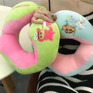 蠟筆小新U型枕🌸 豆豆絨記憶棉 ins可愛卡通蠟筆小新刺繡u型枕拼色駝峰支撐護頸枕情侶辦公室午睡 飛機枕 午睡枕 勁枕