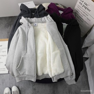 秋冬新品🚚免運 衛衣女2024新款寬鬆加大碼韓版連帽加絨加厚拉鏈外套潮ins秋冬季