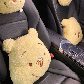汽車頸枕 護頸枕 車載車用枕頭 記憶棉車用側靠枕 汽車坐墊車載頭枕車用靠枕護頸枕可愛網紅維尼熊腰枕卡通四季坐墊