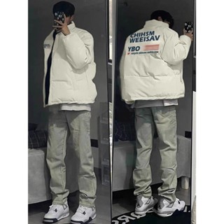 YLIE 羽絨服外套 棉服 棉衣嘻哈美式保暖羽絨棉服男款潮牌痞帥冬季重磅復古百搭休閑棉衣外套