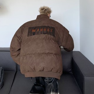 YLIE 羽絨服外套 棉服 棉衣 秋冬男女復古pu皮外套 字母刺繡痞帥羽絨服 ins潮牌美式機車外套 冬季羽絨服 外套