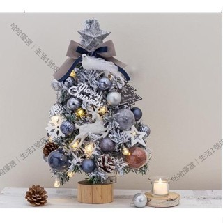 【新品下殺】迷你聖誕樹 灰系噴雪 送燈串 金色聖誕樹 45公分高 小聖誕樹 聖誕節 桌上型上