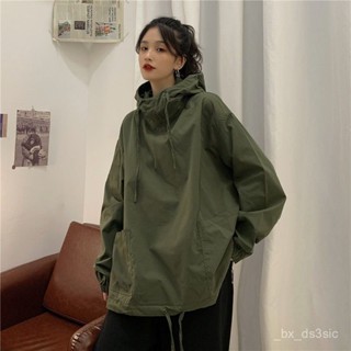 【秋冬外套】街頭春秋工裝衛衣女BF原宿風大碼連帽寬鬆薄外套百搭情侶潮牌上衣 Z8WD