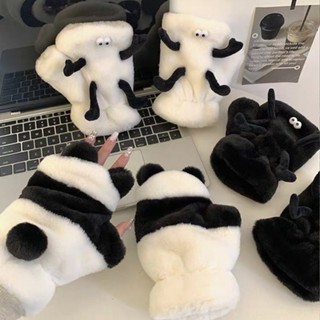 ✨冬季來襲☜桃園出貨✨搞怪煤球半指手套女冬季可愛保暖加絨加厚防寒學生露指騎行電動車