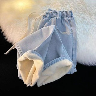 9號倉庫 高腰直筒牛仔褲 加絨牛仔褲 秋冬季保暖褲女 小個子加絨直筒褲 冬天加厚牛仔褲 寬松顯瘦 加厚闊腿褲 拖地褲男女