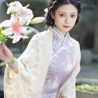 滿200出貨·新款旗袍外搭披肩新中式簡約小眾文藝範優雅斗篷外套氣質顯瘦 旗袍外搭披肩 保暖披風 大尺碼鬥篷外套 斗篷外套