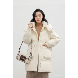 衣鴨鴨羽絨服女中長版新款時尚加厚冬季連帽保暖白鴨絨外套潮 白鴨絨 保暖 防寒 羽絨外套連帽1101 KQVR