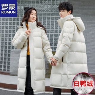羽絨服最新款名牌爆款情侶大碼加厚白鴨絨羽絨服長版過膝 白鴨絨 保暖 防寒 羽絨外套連帽1101 QIHV