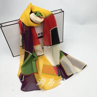 桃園出貨 氣質女士長絲巾秋冬季保暖圍巾包頭裝飾巾柔軟親膚雪紡色塊拍照 交換禮物 js
