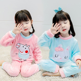 Lovelg baby🌷兒童睡衣法蘭絨女童珊瑚絨卡通法蘭絨童裝寶寶中小童家居服套裝