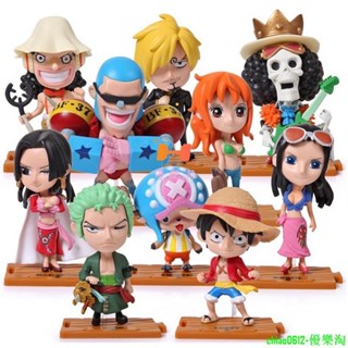 優樂淘-10款整套 海賊王 One Piece 路飛 山治 索隆 女帝 烏索普 喬治 羅賓 娜美Q版公仔人偶模型玩具娃娃
