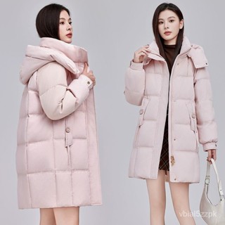 羽絨衣鴨鴨中長版女冬季新款時尚可拆卸帽防風保暖洋氣加厚外套潮 長款 加厚冬天外套 韓版 羽絨外套連帽1104 V2K0