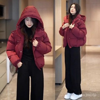棉服女短版新款冬季小個子加厚韓版安可拉紅棉襖寬鬆棉衣外套 短款 加厚麵包外套 韓國 羽絨外套連帽1109 AY7H