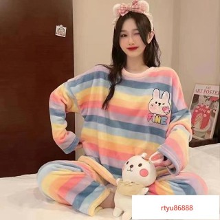【唯家】新款珊瑚絨保暖長袖睡衣女 秋冬季睡衣 法蘭絨可愛睡衣 女生睡衣 居家睡衣 韓版睡衣 居家服 女睡衣 家居服套裝