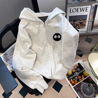 【❤臺灣發貨🔥】oversize外套灰色設計感小眾拉鏈外套衛衣女情侶vintage百搭潮牌連帽開衫上衣