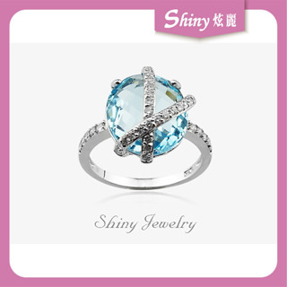 【炫麗】花樣藍晶NO6 銀戒指💍